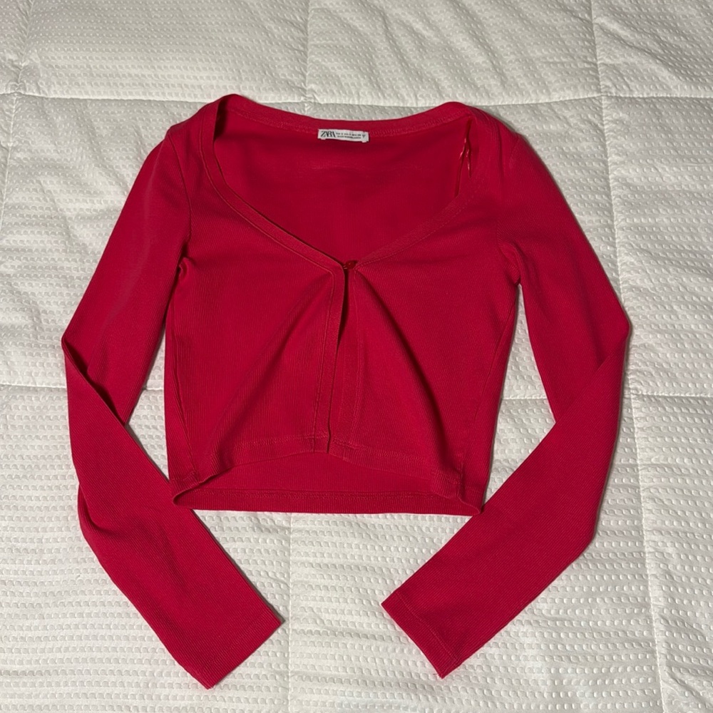 ZARA button down crop blouse